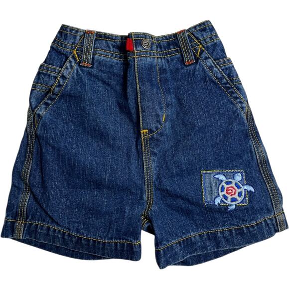 Ocean Pacific Baby Vintage Y2K Turtle Patch Baggy Denim Shorts - Picture 1 of 4